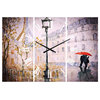 Love in Paris V Traditional 3 Panels Metal Clock