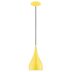 Livex Lighting - Amador 1 Light Shiny Yellow With Polished Chrome Accents Mini Pendant - The Amador mini pendant features a modern, minimal look. It is shown in a chic shiny yellow finish shade with a shiny white finish inside and polished chrome finish accents.