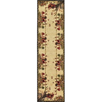 Novelty Runner Area Rug 2'7"x10' Farmland Collection, Creme Rooster