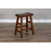 Sunny Designs 24" Saddle Seat Transitional Mahogany Wood Stool in Medium Brown