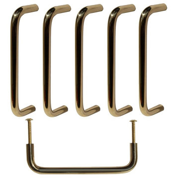 Long Cabinet Pulls D Shape Pull Handles 3.75" x 1.25" x 1.25" Brass Pack of 6