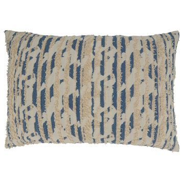 Throw Pillow Cover With Textured and Printed Design, 16"x24", Blue