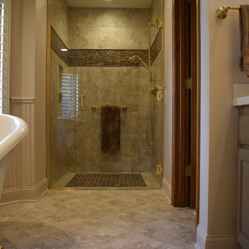 curb less walk-in shower using the schluter linear drain system