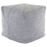 Jaipur Living - Jaipur Living Bridgehampton Gray Indoor/Outdoor Pouf - This cube-shaped pouf brings modern Scandinavian vibes to both indoor and outdoor spaces. Featuring a cross-sectioned stitching design, this versatile pouf provides a textural touch, while the light gray hue complements any sleek yet cozy setting.