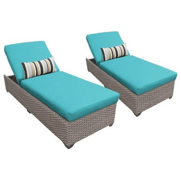 Florence Chaise Set of 2 Outdoor Wicker Patio Furniture in Aruba