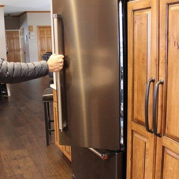 Rural Kewanee Kitchen Remodel With Rustic Beech Cabinets and White Sand Granite