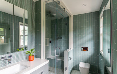 Bathroom of the Week: Green Glass Tile and European Sleekness