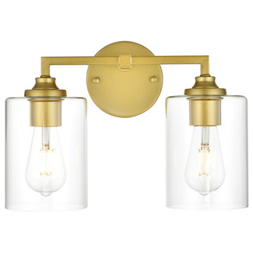 Living District Mayson 2-Light Brass & Clear Bath Sconce