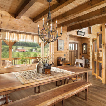 Log Home Dining Room Modern-Day Farmhouse