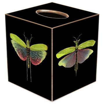 TB19-Dragonflies on Black Tissue Box Cover