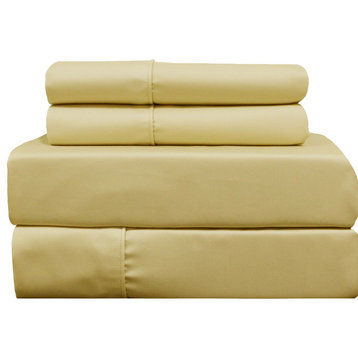 650TC Wrinkle-Free Solid Cotton Blend Sheet Set, Gold, Split King