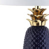 Pineapple 23'' Classic Vintage Ceramic LED Table Lamp, Navy/Gold