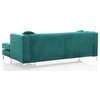 Pompano Velvet Button Tufted Sofa with Chaise, Green