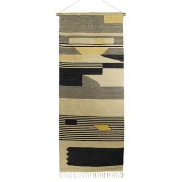 Black And Beige Angular Patterns Wall Hanging