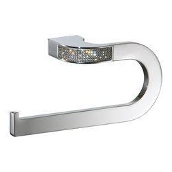 Secret Bath - Cecilia Swarovski Crystals, Large Towel Ring, Chrome, Left Hand - Towel Rings