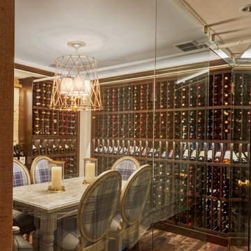 Wine Tasting Room with Glass Walls and Rack Storage