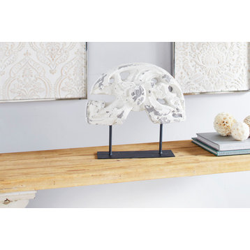 White Metal Vintage Sculpture, Abstract 15 x 15 x 4