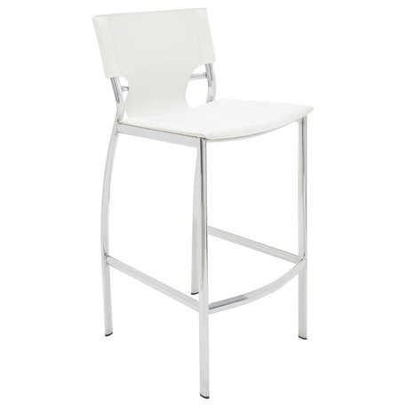 Lisbon White Leather Bar Stool