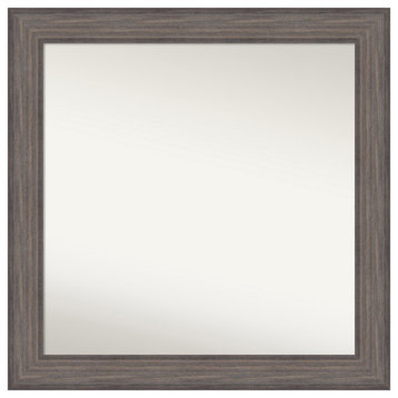 Country Barnwood Non-Beveled Wood Bathroom Mirror 31x31"