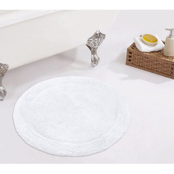 Waterford Absorbent Cotton and Machine washable Bath Rug 22" Round, White