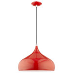Livex Lighting - Livex Lighting 41174-72 Metal Shade - 15.75" One Light Mini Pendant - The modern, minimal look comes in a chic brushed aMetal Shade 15.75" O Shiny Red Shiny Red  *UL Approved: YES Energy Star Qualified: n/a ADA Certified: n/a  *Number of Lights: Lamp: 1-*Wattage:60w Medium Base bulb(s) *Bulb Included:No *Bulb Type:Medium Base *Finish Type:Shiny Red