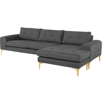 Nuevo Furniture Colyn Sectional Sofa in Dark Grey/Gold
