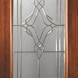 Slab Front Single Door 80 Mahogany Heritage 3/4 Lite Glass - Front Doors