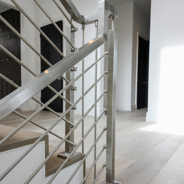 75_Modern Stairway: White Oak & Stainless Steel Balustrade, McLean VA 22101