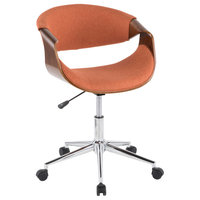 Lumisource Curvo Office Chair, Walnut Wood and Orange