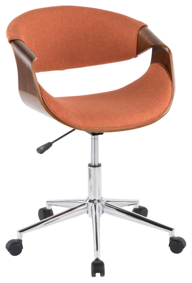 Lumisource Curvo Office Chair, Walnut Wood and Orange