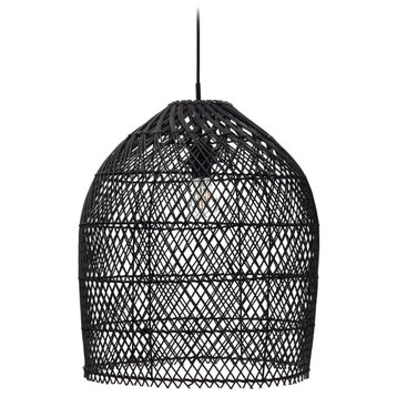Black Lattice Rattan Ceiling Lamp | La Forma Domitila