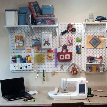Craft DIY storage and organziation with Wall Control white metal pegboard and wh