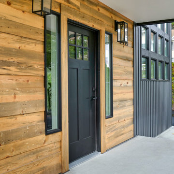 Reclaimed wood entrance with accents
