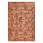 Bareens Designer Rugs - Pak Persian Evelin Taupe/Red Wool Rug - 6'1'' x 9'4'' - Designed with mesmerizing intricacy and gorgeous color palette, this hand-knotted masterpiece demonstrates the beauty and electrifying thrill of Pak Persian art. These meticulously hand-knotted Pak-Persian rug is made with pure wool and features breathtaking traditional, transitional, and tribal designs in bold luxurious color pallets. Known for their intricate designs these rugs are a reproduction of Persian rugs, made in Pakistan with unique Mughal designs. Made by master weavers using the same Persian texture, design and dying technique, we wanted to produce the most significant manifestation of Persian art, life, and culture. This rug is most famous for its exceptional quality, incredible designs, patterns, and vibrant rich color. Pak-Persian rugs made with Persian weave with high knot counts, which enables the high intricacy and detail found in the patterns are also referred to as "State of art", each color adds a rich beautiful detail in the artwork of this rug. The design, color, and beautiful chromatic composition with a vibrant sheen with intricate designs, exude beauty, elegance, and quality make this rug a masterpiece of its own.