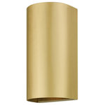 Livex Lighting - Bond 1 Light Satin Gold Outdoor/Indoor ADA Medium Sconce - The bond outdoor wall sconce is made from hand crafted stainless steel with a satin gold finish and features a half cylinder shaped frame. This dark sky rated light can be used for outdoor or indoor purposes and can fit any decor style.