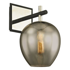 Iliad 1-Light Wall Sconce, Carbide Black and Nickel Finish, Plated Smoke Glass