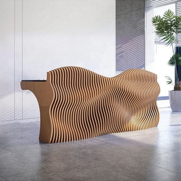 Custom Wooden Parametric Reception Desk "Wavecrest"