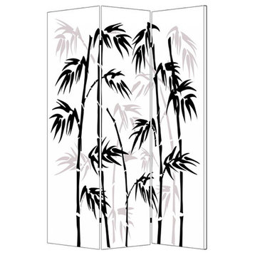 HomeRoots 1" x 48" x 72" Multi Color Wood Canvas Bamboo Leaf Screen