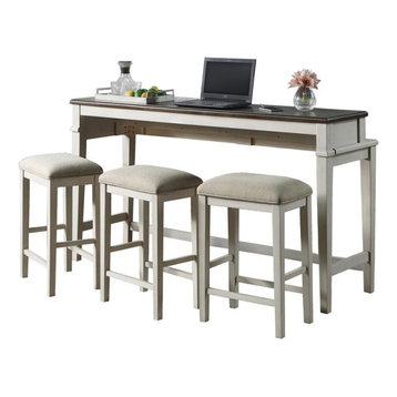 Lexicon Enfield 4-Piece Wood Counter-Height Console Table and Stools in Brown