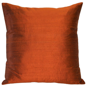 Pillow Decor Sankara Silk Throw Pillows 16"x16", Burnt Orange