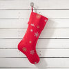 Holiday Decor Snowflake Design Red Cotton Christmas Stocking