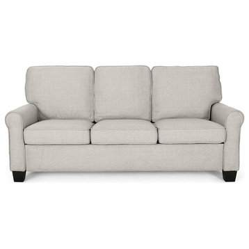 Transitional Sofa, Comfortable Seat & Back Cushions With Removable Covers, Beige