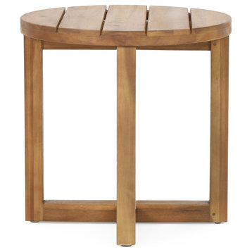 Hobbs Outdoor Acacia Wood Circular Side Table, Teak