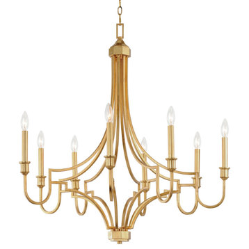 Maxim 12788 Normandy 8 Light 34"W Taper Candle Style Chandelier - Gold Leaf