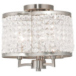 Livex Lighting - Grammercy Ceiling Mount, Brushed Nickel - Crystal strands strung in a decrotive shade design define this classically glamorous semi flush mount in which the bulbs are completely shaded, allowing the light to shine through the K9 crystal for a warm, intimate lighting feel.