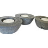 Set of 3 Concrete Candleholders - Organic Home Decor, Charcoal