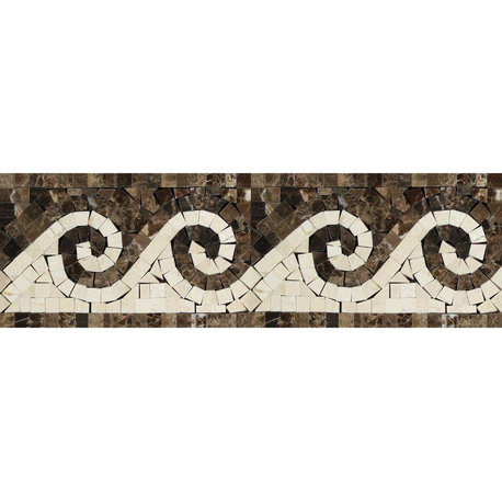 Emperador Dark Spanish Polished Wave Border (Emp. Dark + Crema Marfil)