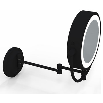 NeoModern LED Switchable Lighted Wall Mirror, Matte Black