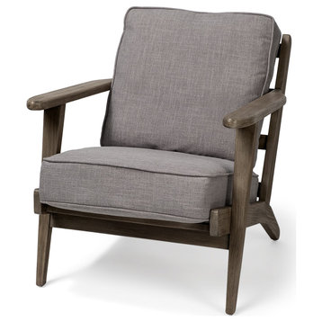 Landin Modern Mid-Century Fabric Accent Chair, Dark Grey