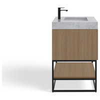 Alistair Bath Vanity, Oak, 24", Matte Black Hardware, Single, Freestanding